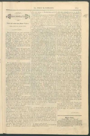 Bibliografía : Carta al señor don Juan Valera, sobre asuntos americanos. (Continuación.)