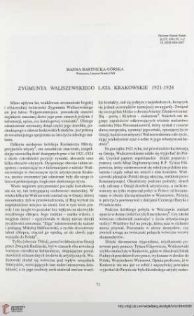56: Zygmunta Waliszewskiego lata krakowskie 1921-1924