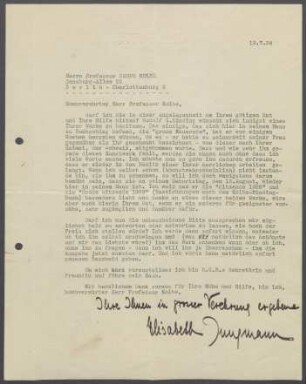 Briefwechsel zwischen Elisabeth Beerbohm und Georg Kolbe