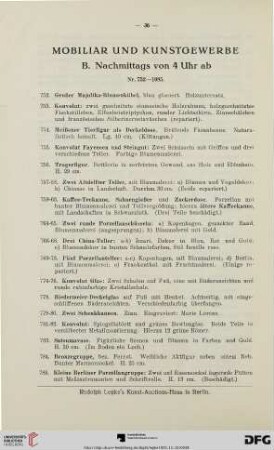 Mobiliar und Kunstgewerbe (Nr. 752-1085)