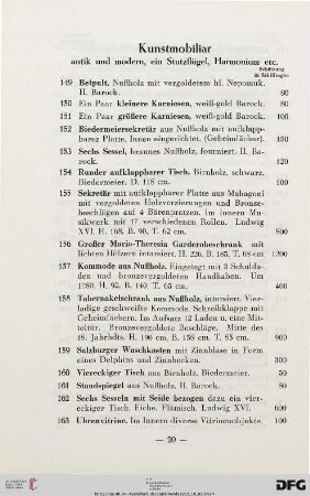 Kunstmobiliar (Nr. 149-183)