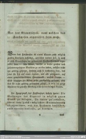 Von den Grundsätzen, nach welchen das Forstwesen organisiert seyn muss