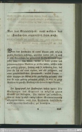 Von den Grundsätzen, nach welchen das Forstwesen organisiert seyn muss