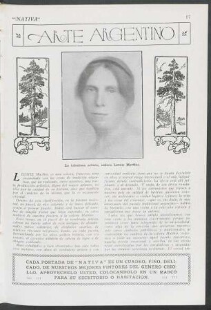 Arte argentino - La talentosa artista, señora Leonie Matthis.