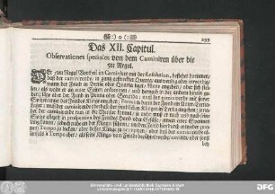 Das XII. Capitul. Observationes speciales von dem Caminiren über die 5te Regul.