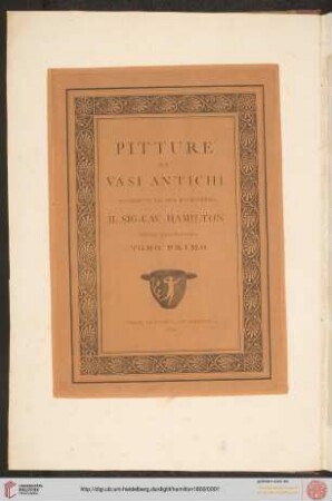 Band 1: Peintures des vases antiques / Pitture de vasi antichi: de la Collection de son Excellence M. le Chevalier Hamilton