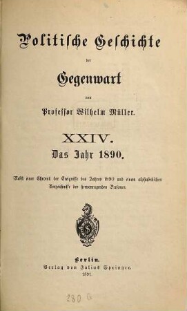 Politische Geschichte der Gegenwart. 24. 1890 (1891)