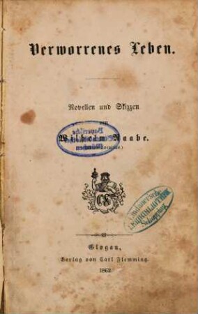 Verworrenes Leben : Novellen u. Skizzen