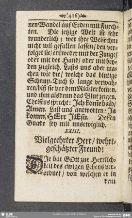 XXIII. Die bewegende Ursache der Erwählung