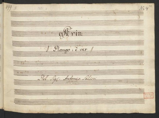 Daliso e Delmita. Auszüge; S, orch; BPI 13.II.4