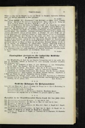 Exerzitien in der Benediktinerabtei Maria-Laach für das Jahr 1914