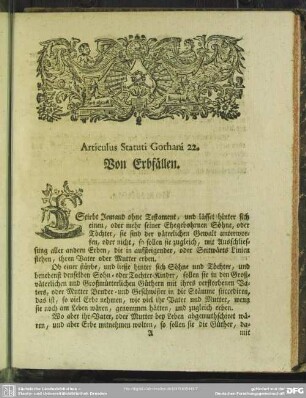Articulus Statuti Gothani 22. Von Erbfällen