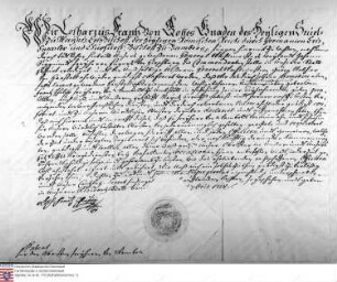 Lothar Franz Kurfürst v. Mainz überträgt franz Philipp Caspar Freiherrn Wambold die Obristenstelle