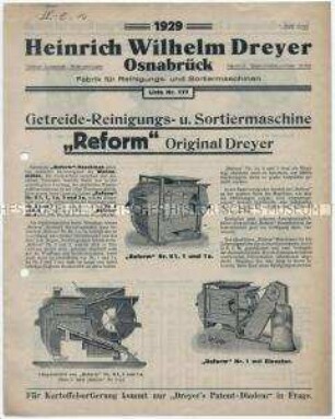 Getreidereinigungs- und Sortiermaschine "Reform"