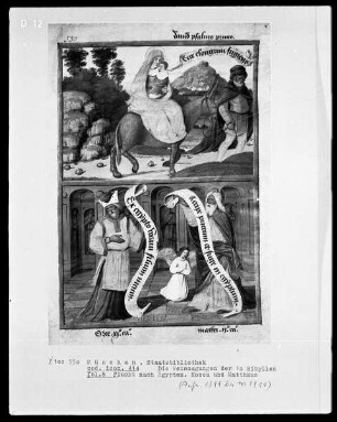 Die Weissagungen der elf(?) Sibyllen in ihren Beziehungen zur Bibel — Bildseite mit zwei Miniaturen, Folio 8recto