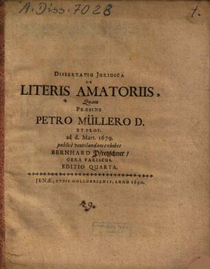 Dissertatio iuridica de literis amatoriis