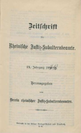 9.1897/98: Zeitschrift für Rheinische Justiz-Subalternbeamte