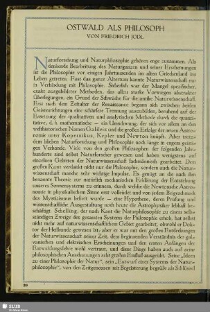 Ostwald Als Philosoph