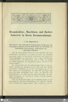 Braunkohlen-, Maschinen- und Zucker-Industrie in ihrem Zusammenhange