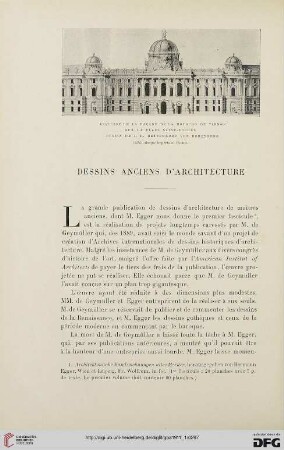 4. Pér. 5.1911: Dessins anciens d'architecture