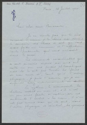 Brief an Ferruccio Busoni : 25.07.1920
