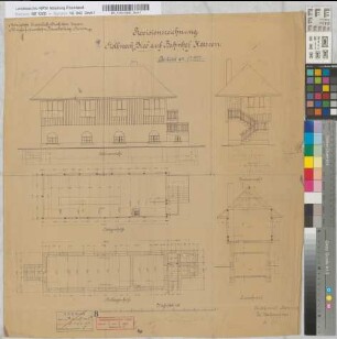 Revisionszeichnung Stellwerk "Heo" auf Bahnhof Heeßen: Ansicht, Grundriß, Schnitt, M. 1:50 Hgs, Sknr.: 2, Fanr.: 2, Bunr.: 2
