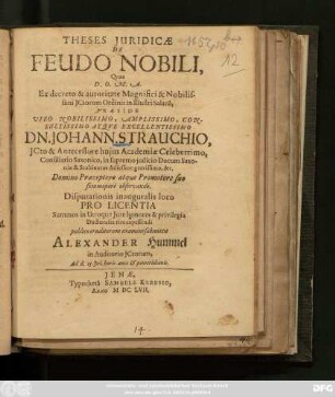 Theses Iuridicae De Feudo Nobili