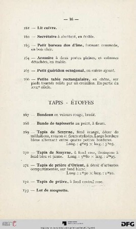 Tapis - Étoffes (Nr. 167-173)