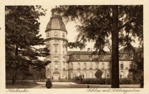 Postkartenalbum mit Motiven von Karlsruhe. "Karlsruhe. Parte im Schlossgarten". Spazierweg durch den Wald im Schlossgarten