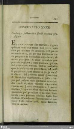 Observatio XXXII. Cardialgia pathematica simili methodo profligata