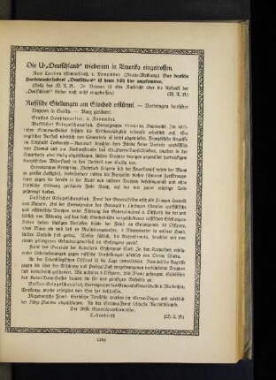 Die U="Deutschland" wiederum in Amerika eingetroffen.
