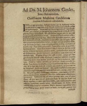 Ad. Dn. M. Johannem Gerdes, Suev. Holmiensem, Clarissimum & Fautorem colendum & c.