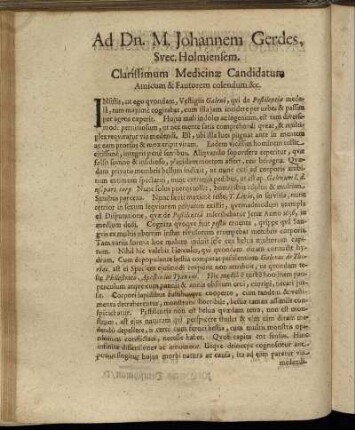 Ad. Dn. M. Johannem Gerdes, Suev. Holmiensem, Clarissimum & Fautorem colendum & c.