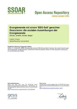 Energiewende mit einem 'EEG-Soli' gerechter finanzieren: die sozialen Auswirkungen der Energiewende