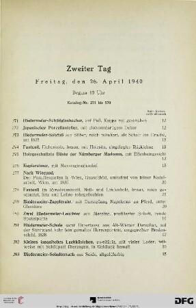 Zweiter Tag: Freitag, den 26. April 1940, Beginn 15 Uhr (Nr. 271-570)