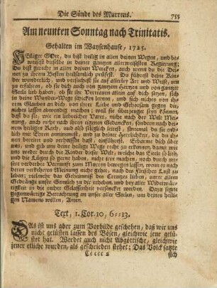 Am neunten Sonntag nach Trinitatis.
