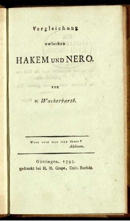 Vergleichung zwischen Hakem und Nero