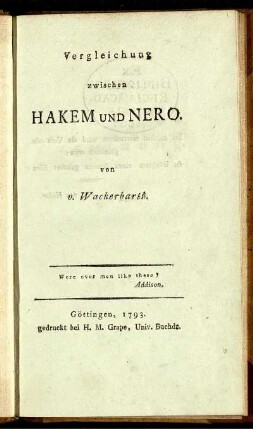 Vergleichung zwischen Hakem und Nero