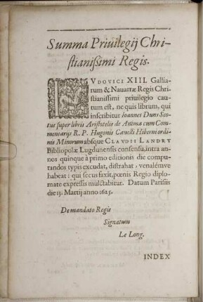 Summa Privilegij Christianißimi Regis.