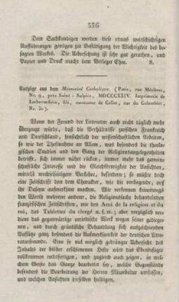 336-350 "Auszüge aus dem Mémorial Catholique"