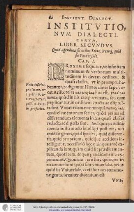 Intitvtio, Nvm Dialecticarvm, Liber Secvndvs. Quid agendum sit in hoc Libro, itemg quid sit Vniversale.