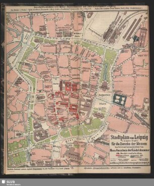 Stadtplan von Leipzig (innere Stadt) für die Zwecke der Messen