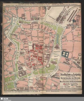 Stadtplan von Leipzig (innere Stadt) für die Zwecke der Messen