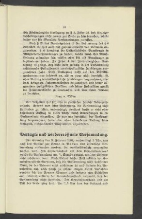 Vertagte und wiedereröffnete Versammlung