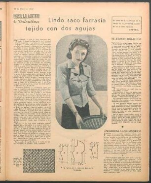 Lindo saco fantasía tejido con dos agujas [Fotografías y dibujos] : Para la mujer