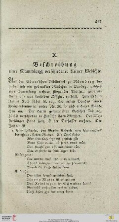 2: Beschreibung einer Sammlung verschiedener kleiner Gedichte