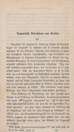 225-249 Dogmatische Uebersichten und Kritiken : III