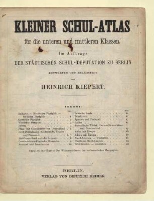 Kleiner Schul-Atlas für die unteren und mittleren Klassen