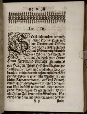 [Christliche Leichen-Rede].