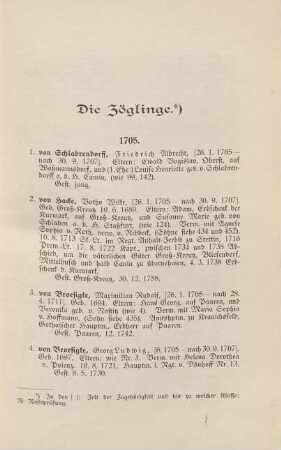 Die Zöglinge. 1705-1913